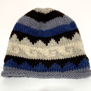 Wool Handknit Hat Beanie Cap Handmade in Nepal Fully Lined Unisex